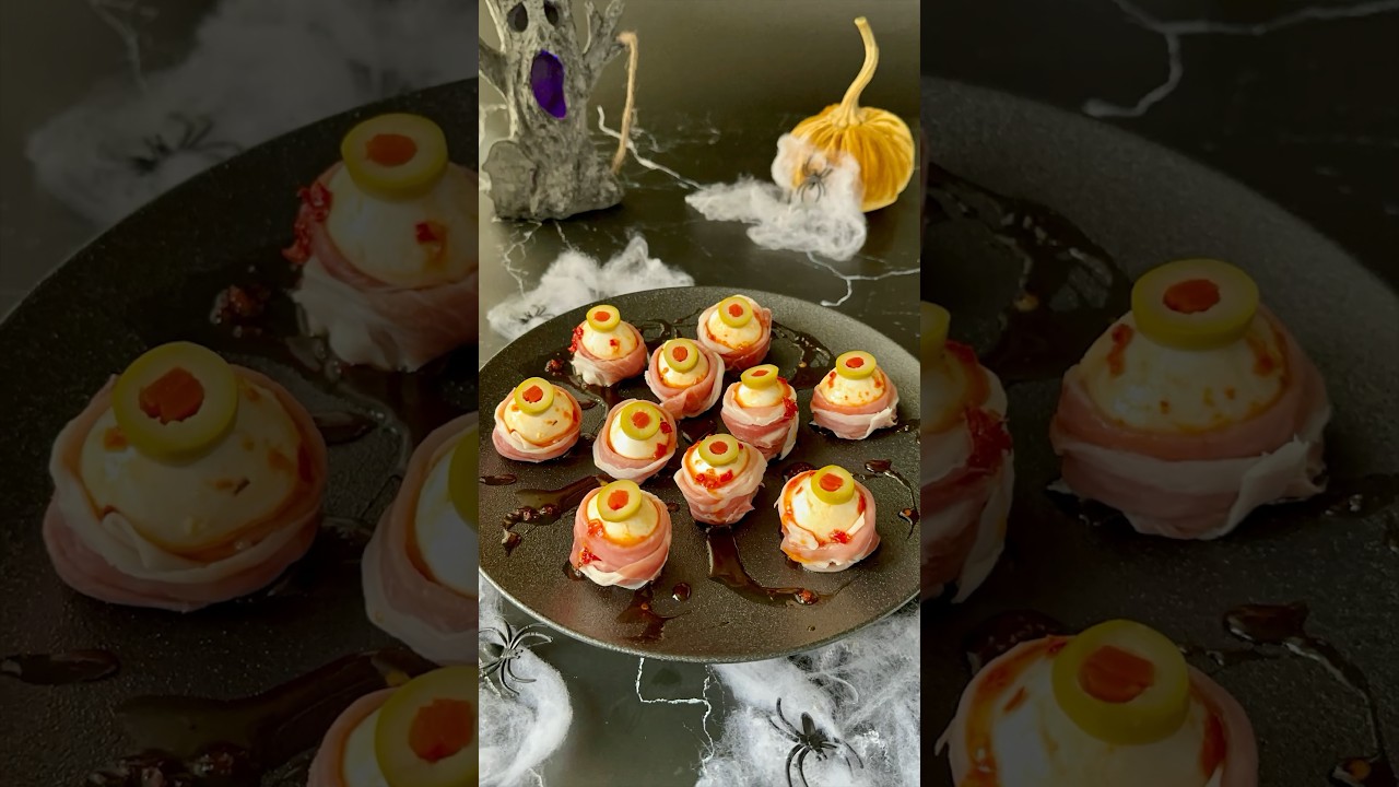 Halloween Eyeball Appetizer - The Spooky Edition #snack #halloween #food #shorts