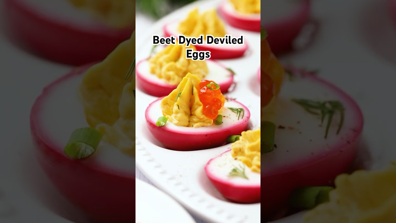 Beet Dyed Deviled Eggs #brunch #Easter