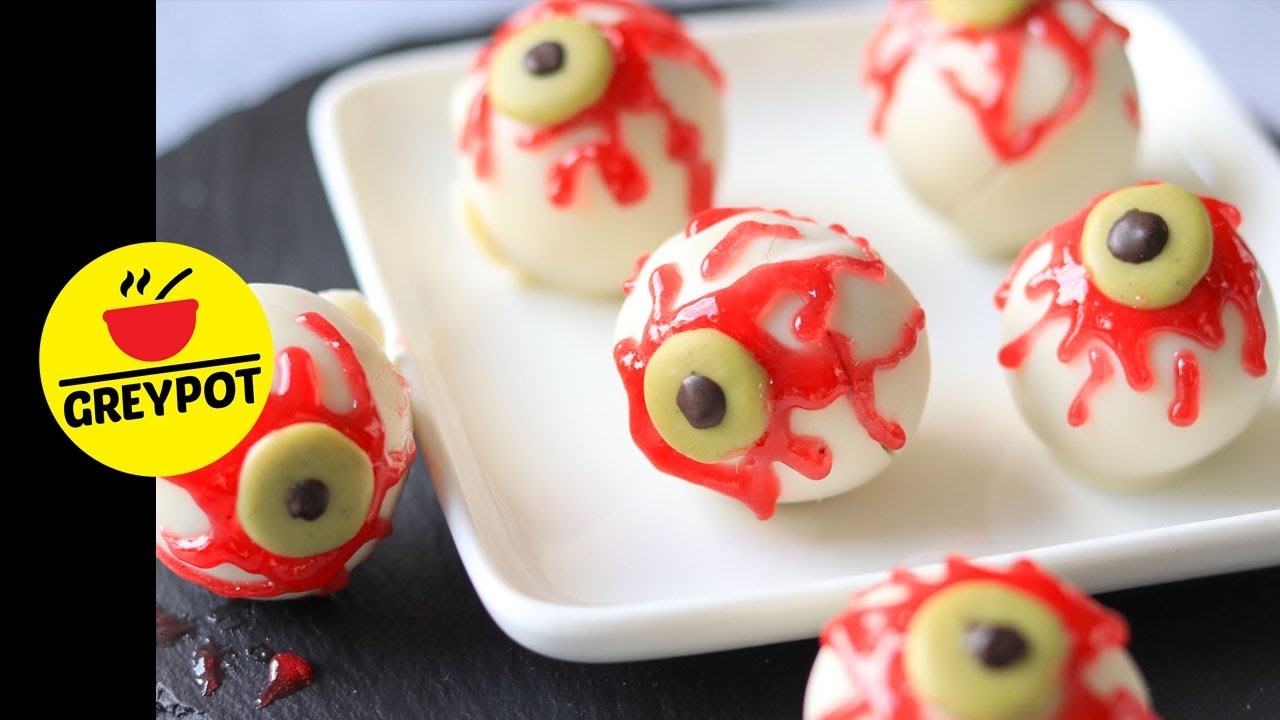 Halloween Eye Ball Recipe | How to make Eye Ball Truffles at home | No Bake Halloween Treats