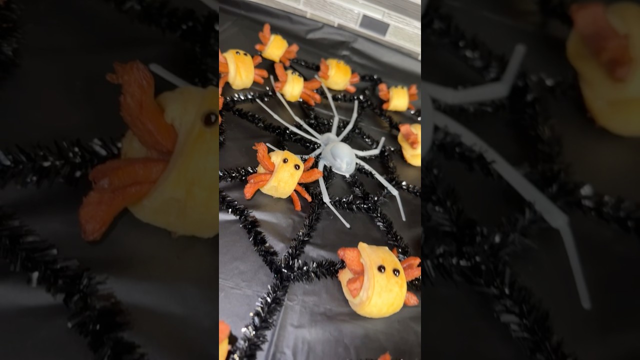 Spider Hotdogs for your Halloween Party. #halloweenfood #cooking #foryou #halloween2024