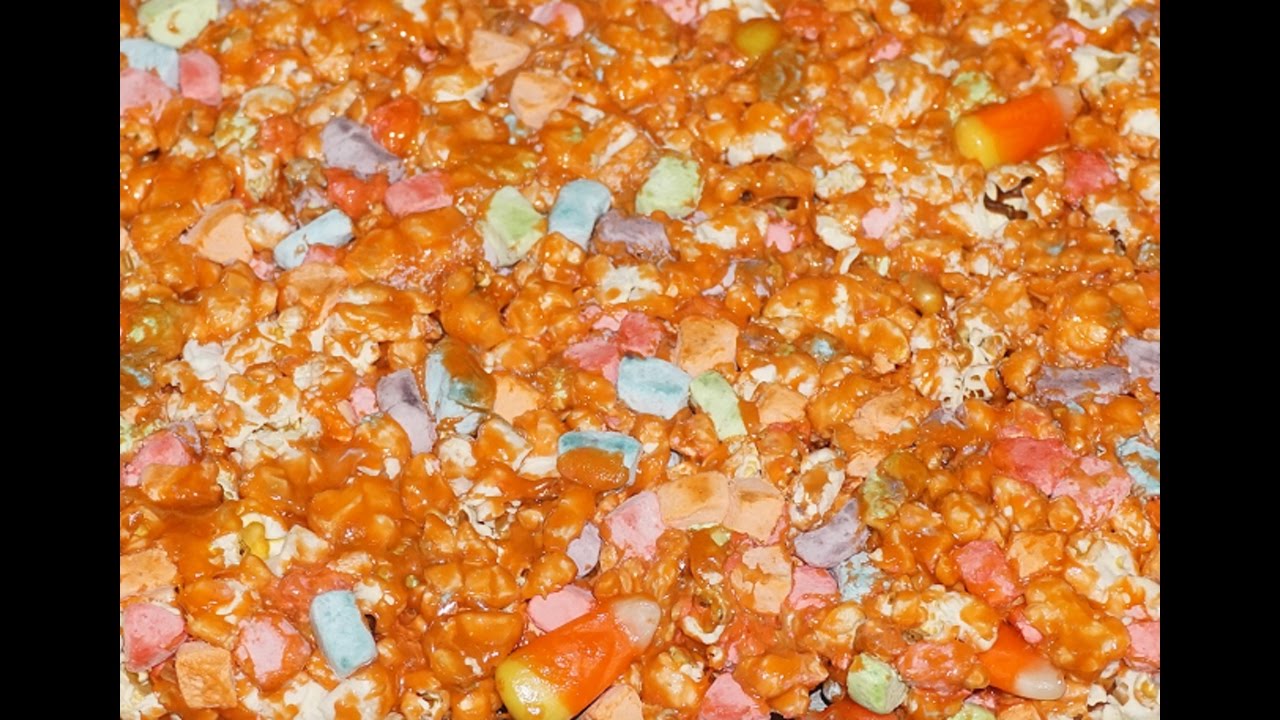 DIY Halloween Party Snack Candy Corn Cereal Marshmallows Popcorn Recipe