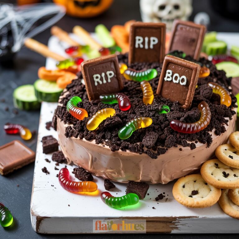 Graveyard Dirt and Worms Dip Charcuterie Board Recipe