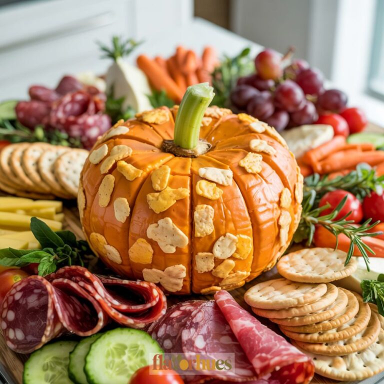 Pumpkin-Shaped Cheese Ball Charcuterie Board Recipe