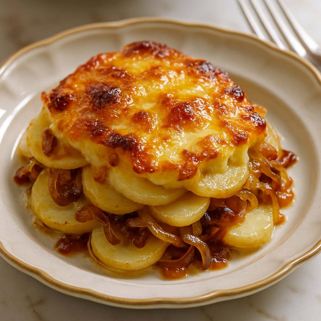 Scalloped Potatoes With Caramelised Onions And Gruyere Recipe